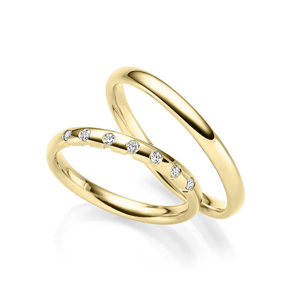 Paar klassische Trauringe/Eheringe in Gelbgold 585 mit zus. 0,105 ct. Brillant tw, vs von 123GOLD - P-1169-1 Paar klassische Trauringe/Eheringe in Gelbgold 585 mit zus. 0,105 ct. Brillant tw, vs von 123GOLD - P-1169-1