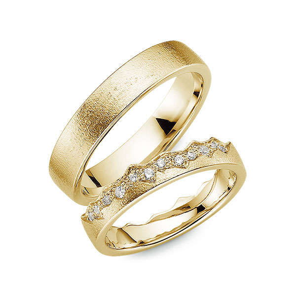 Paar klassische Trauringe/Eheringe in Gelbgold 585 mit zus. 0,139 ct. Brillant tw, si von 123GOLD - Y-1503-2 Paar klassische Trauringe/Eheringe in Gelbgold 585 mit zus. 0,139 ct. Brillant tw, si von 123GOLD - Y-1503-2