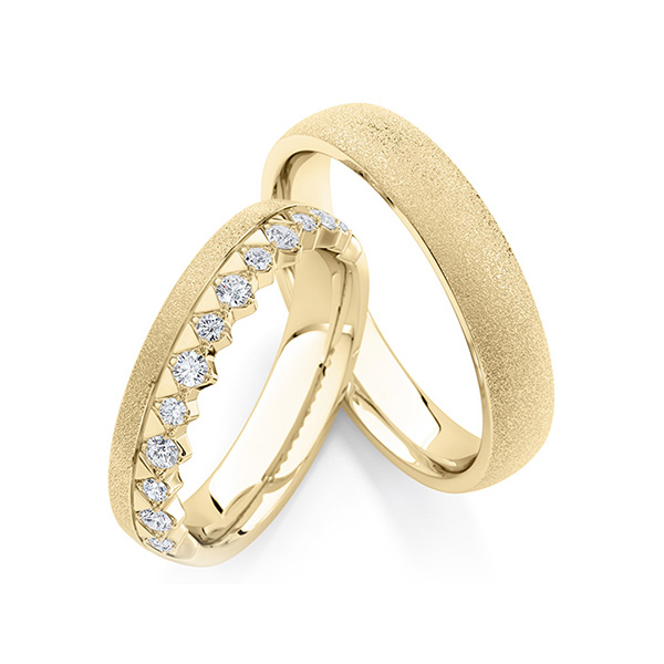 Paar klassische Trauringe/Eheringe in Gelbgold 585 mit zus. 0,285 ct. tw, si von Steinberg - Q-1749-2