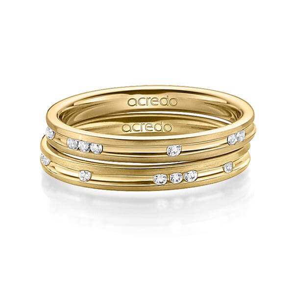 Paar klassische Trauringe/Eheringe in Gelbgold 585 mit zus. 0,28 ct. Brillant tw, si von acredo