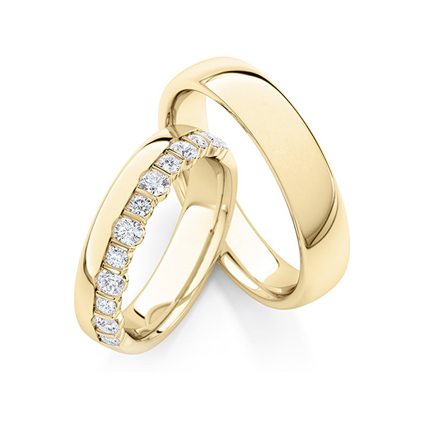Paar klassische Trauringe/Eheringe in Gelbgold 585 mit zus. 0,57 ct. tw, si von Steinberg