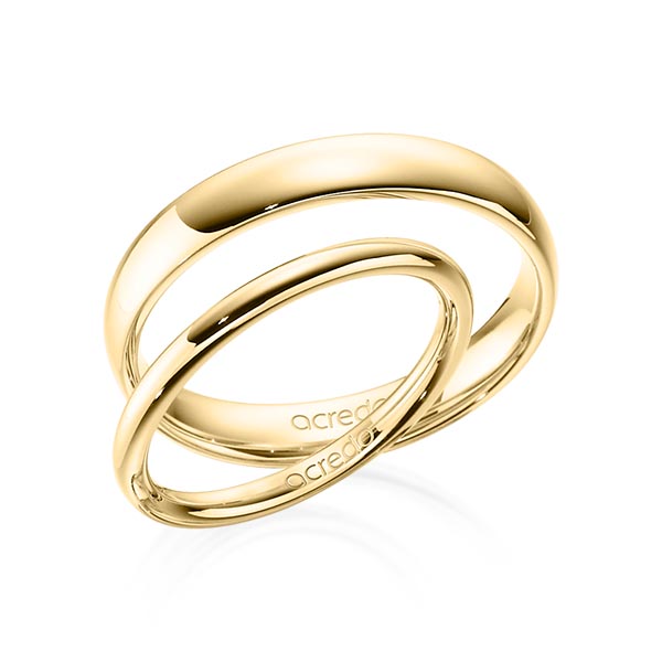 Paar klassische Trauringe/Eheringe in Gelbgold 585 von acredo - A-1373-2 Paar klassische Trauringe/Eheringe in Gelbgold 585 von acredo - A-1373-2