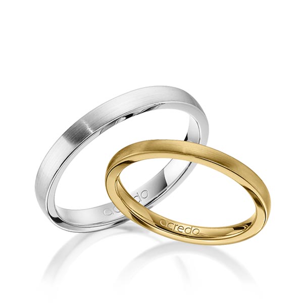 Paar klassische Trauringe/Eheringe in Gelbgold 585 von acredo - A-1407-2