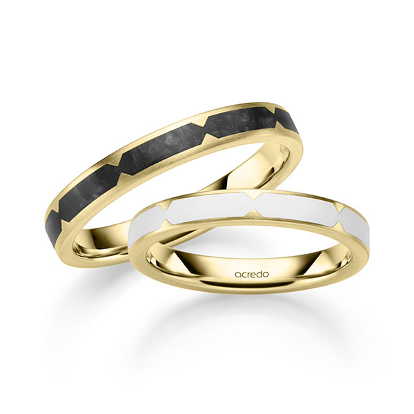 Paar klassische Trauringe/Eheringe in Gelbgold 585 von acredo - A-2039-4