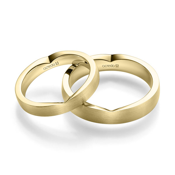 Paar klassische Trauringe/Eheringe in Gelbgold 585 von acredo