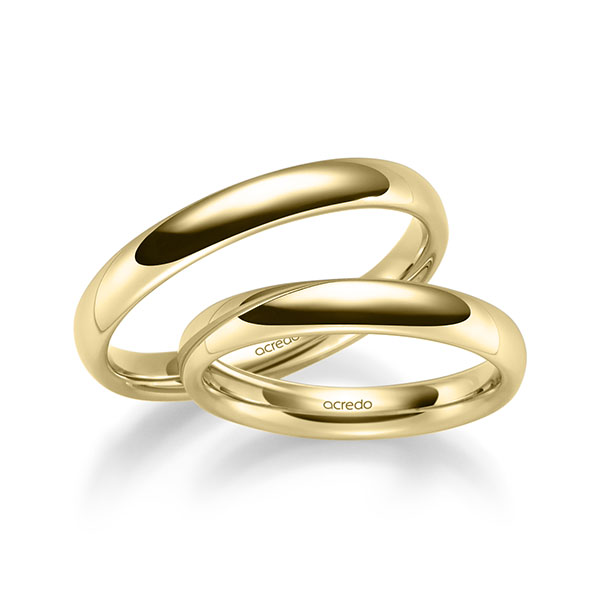 Paar klassische Trauringe/Eheringe in Gelbgold 585 von acredo