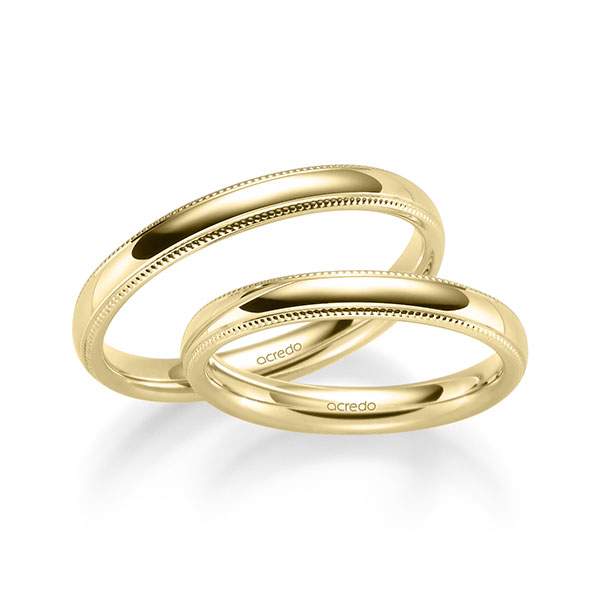 Paar klassische Trauringe/Eheringe in Gelbgold 585 von acredo - S-1272-1