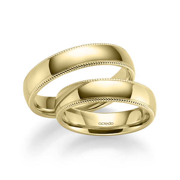 Paar klassische Trauringe/Eheringe in Gelbgold 585 von acredo