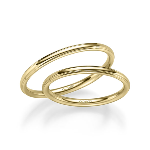 Paar klassische Trauringe/Eheringe in Gelbgold 585 von acredo