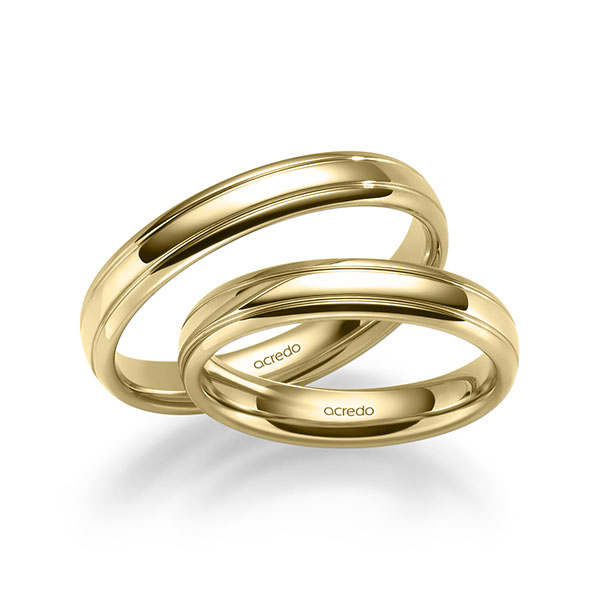 Paar klassische Trauringe/Eheringe in Gelbgold 585 von acredo
