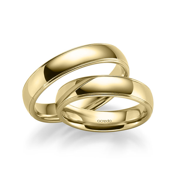 Paar klassische Trauringe/Eheringe in Gelbgold 585 von acredo - S-1286-5 Paar klassische Trauringe/Eheringe in Gelbgold 585 von acredo - S-1286-5