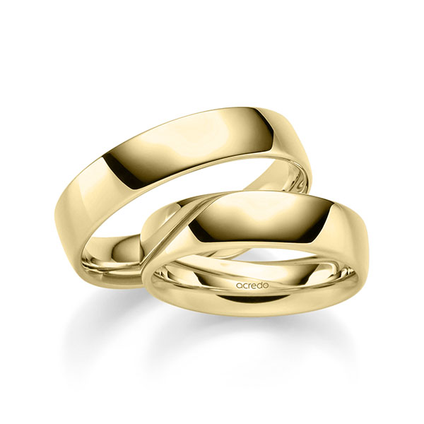 Paar klassische Trauringe/Eheringe in Gelbgold 585 von acredo