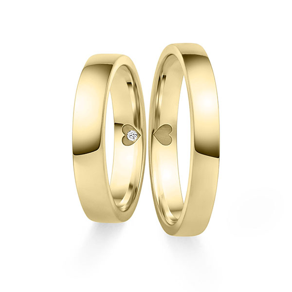 Paar klassische Trauringe/Eheringe in Gelbgold 585 von acredo - S-1510-3