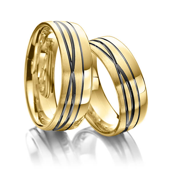 Paar klassische Trauringe/Eheringe in Gelbgold 585 von Merii - M-1082-3 Paar klassische Trauringe/Eheringe in Gelbgold 585 von Merii - M-1082-3