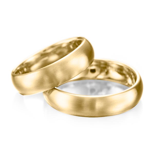 Paar klassische Trauringe/Eheringe in Gelbgold 750 von acredo - A-1077-1