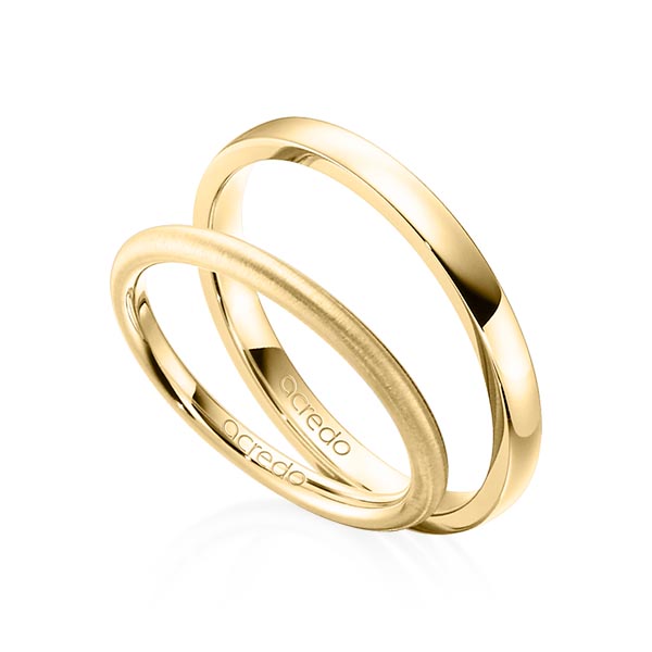 Paar klassische Trauringe/Eheringe in Gelbgold 750 von acredo - A-1382-5 Paar klassische Trauringe/Eheringe in Gelbgold 750 von acredo - A-1382-5