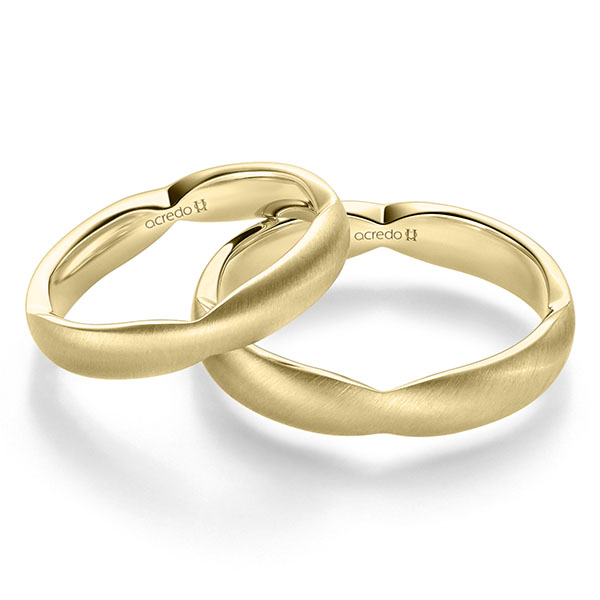 Paar klassische Trauringe/Eheringe in Gelbgold 750 von acredo - A-2358-3