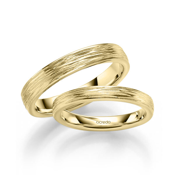 Paar klassische Trauringe/Eheringe in Gelbgold 750 von acredo - A-2392-3