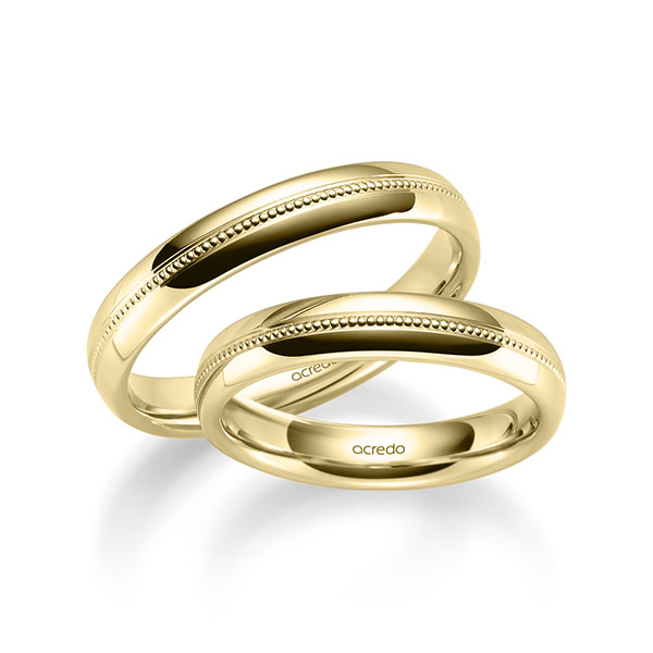 Paar klassische Trauringe/Eheringe in Gelbgold 750 von acredo - S-1274-2 Paar klassische Trauringe/Eheringe in Gelbgold 750 von acredo - S-1274-2