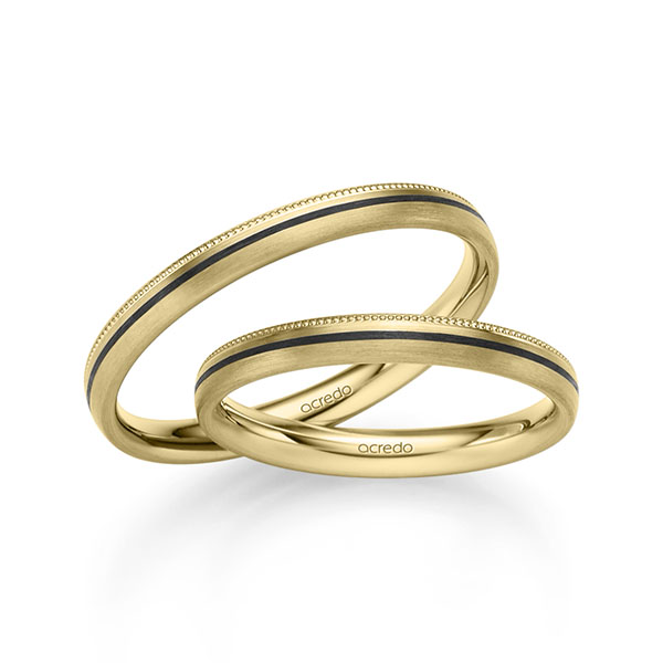 Paar klassische Trauringe/Eheringe in Gelbgold 750 von acredo - S-1299-4