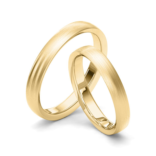 Paar klassische Trauringe/Eheringe in Gelbgold 750 von Merii - M-1231-1
