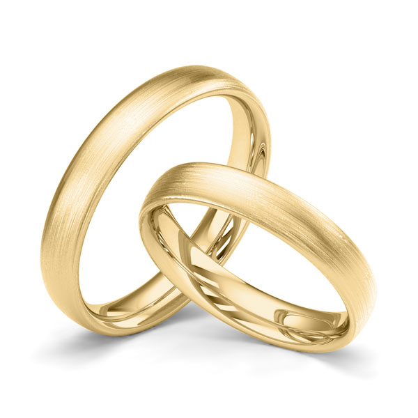 Paar klassische Trauringe/Eheringe in Gelbgold 750 von Merii - M-1237-1