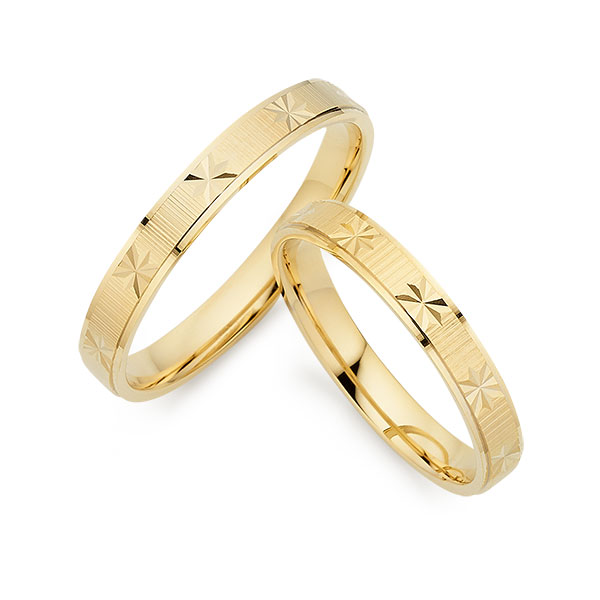 Paar klassische Trauringe/Eheringe in Gelbgold 750 von Merii - M-1375-1