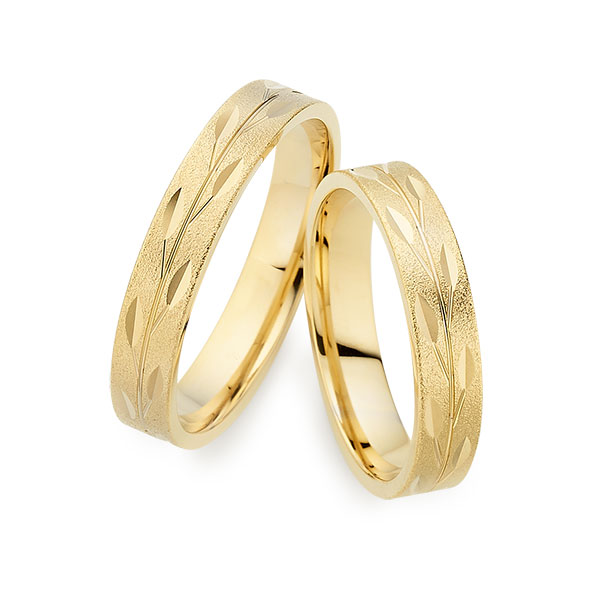 Paar klassische Trauringe/Eheringe in Gelbgold 750 von Merii - M-1379-1