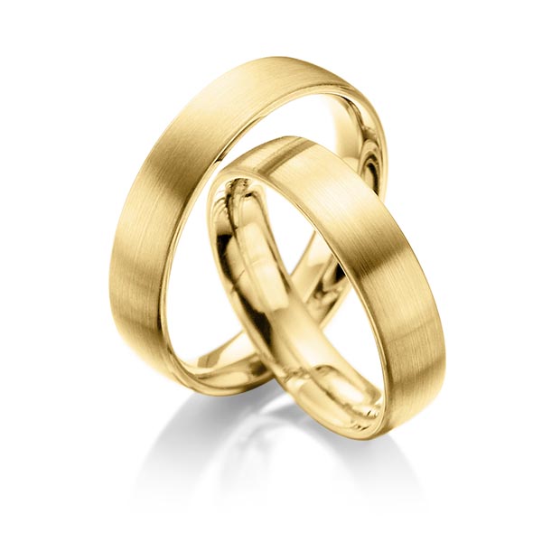 Paar klassische Trauringe/Eheringe in Gelbgold 750 von Steinberg - Q-1010-2