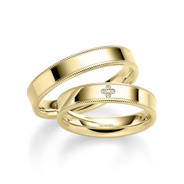 Paar klassische Trauringe/Eheringe in Gelbgold 916 mit zus. 0,02 ct. Brillant tw, si von acredo - A-2347-1 Paar klassische Trauringe/Eheringe in Gelbgold 916 mit zus. 0,02 ct. Brillant tw, si von acredo - A-2347-1