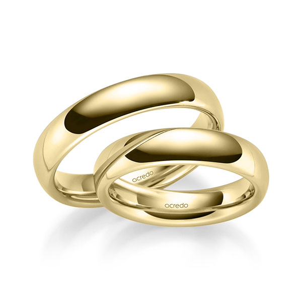 Paar klassische Trauringe/Eheringe in Gelbgold 916 von acredo - S-1267-2
