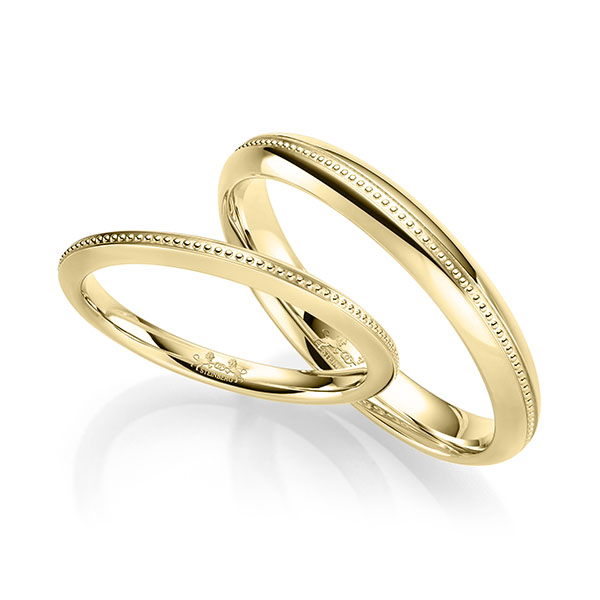 Paar klassische Trauringe/Eheringe in Gelbgold 916 von Steinberg - Q-1701-2