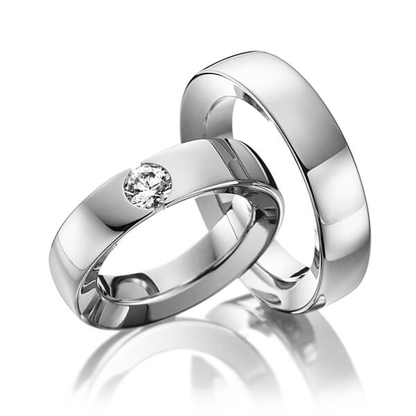 Paar klassische Trauringe/Eheringe in Graugold 585 mit 0,5 ct. Brillant tw, si von 123GOLD - Y-1267-4 Paar klassische Trauringe/Eheringe in Graugold 585 mit 0,5 ct. Brillant tw, si von 123GOLD - Y-1267-4