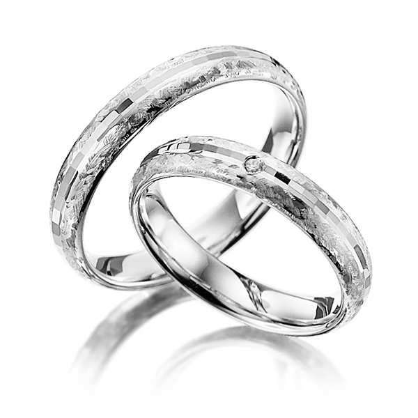 Paar klassische Trauringe/Eheringe in Graugold 585 mit zus. 0,015 ct. Brillant tw, si von Merii