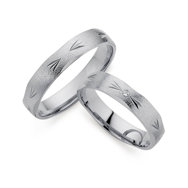 Paar klassische Trauringe/Eheringe in Graugold 585 mit zus. 0,01 ct. Brillant tw, si von Merii