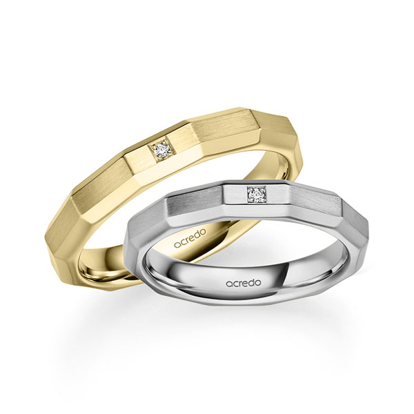 Paar klassische Trauringe/Eheringe in Graugold 585 mit zus. 0,02 ct. Brillant tw, si von acredo - A-2493-23 Paar klassische Trauringe/Eheringe in Graugold 585 mit zus. 0,02 ct. Brillant tw, si von acredo - A-2493-23