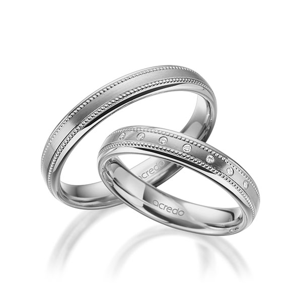 Paar klassische Trauringe/Eheringe in Graugold 585 mit zus. 0,035 ct. Brillant tw, si von acredo