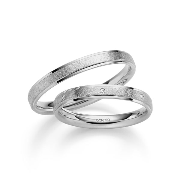 Paar klassische Trauringe/Eheringe in Graugold 585 mit zus. 0,035 ct. Brillant tw, si von acredo