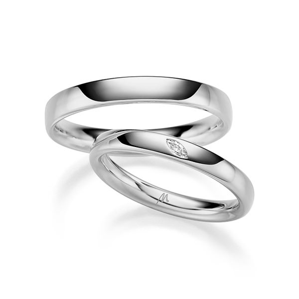 Paar klassische Trauringe/Eheringe in Graugold 585 mit zus. 0,03 ct. tw, vs von Merii