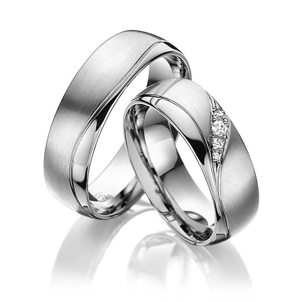 Paar klassische Trauringe/Eheringe in Graugold 585 mit zus. 0,06 ct. Brillant tw, si von acredo - A-3022-12 Paar klassische Trauringe/Eheringe in Graugold 585 mit zus. 0,06 ct. Brillant tw, si von acredo - A-3022-12