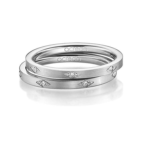 Paar klassische Trauringe/Eheringe in Graugold 585 mit zus. 0,07 ct. Brillant tw, si von acredo