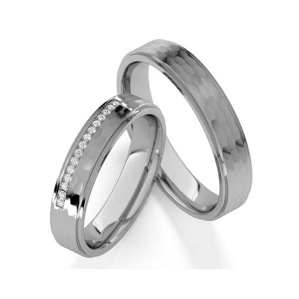 Paar klassische Trauringe/Eheringe in Graugold 585 mit zus. 0,09 ct. Brillant tw, si von Steinberg - Q-1808-5 Paar klassische Trauringe/Eheringe in Graugold 585 mit zus. 0,09 ct. Brillant tw, si von Steinberg - Q-1808-5