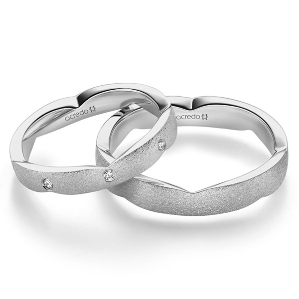 Paar klassische Trauringe/Eheringe in Graugold 585 mit zus. 0,12 ct. Brillant tw, si von acredo