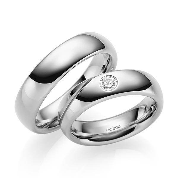 Paar klassische Trauringe/Eheringe in Graugold 585 mit zus. 0,15 ct. Brillant tw, si von acredo - S-1224-5 Paar klassische Trauringe/Eheringe in Graugold 585 mit zus. 0,15 ct. Brillant tw, si von acredo - S-1224-5