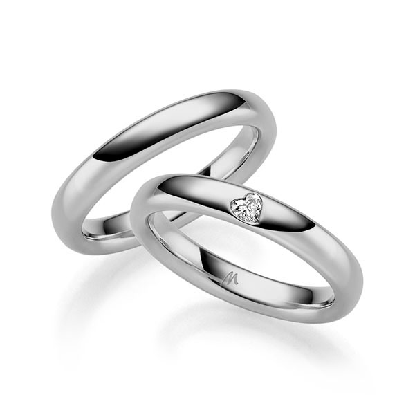 Paar klassische Trauringe/Eheringe in Graugold 585 mit zus. 0,1 ct. Herz-Diamant tw, vs von Merii - M-1328-5 Paar klassische Trauringe/Eheringe in Graugold 585 mit zus. 0,1 ct. Herz-Diamant tw, vs von Merii - M-1328-5