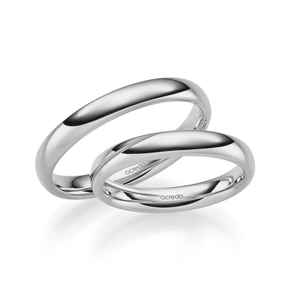 Paar klassische Trauringe/Eheringe in Graugold 585 von acredo