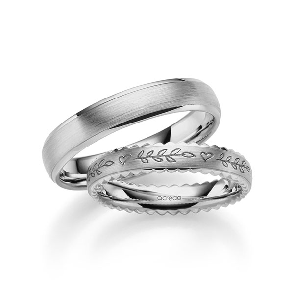 Paar klassische Trauringe/Eheringe in Graugold 585 von acredo