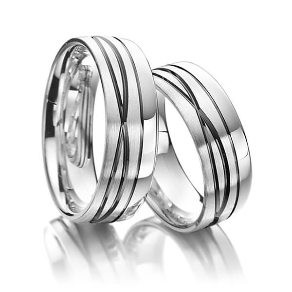 Paar klassische Trauringe/Eheringe in Graugold 585 von Merii - M-1082-13
