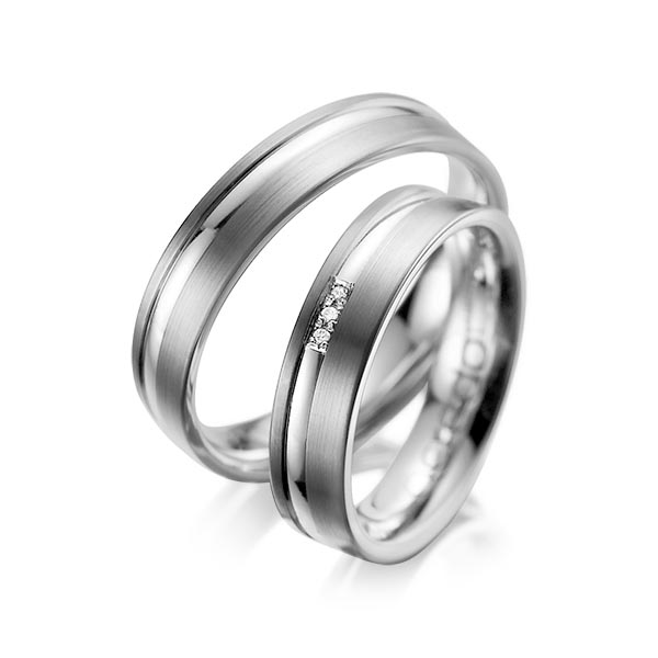 Paar klassische Trauringe/Eheringe in Graugold dunkel 585 mit zus. 0,015 ct. Brillant tw, si von acredo - A-1039-6 Paar klassische Trauringe/Eheringe in Graugold dunkel 585 mit zus. 0,015 ct. Brillant tw, si von acredo - A-1039-6
