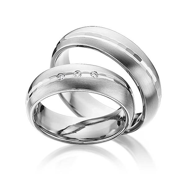 Paar klassische Trauringe/Eheringe in Graugold dunkel 585 mit zus. 0,045 ct. Brillant tw, si von 123GOLD - Y-1292-12